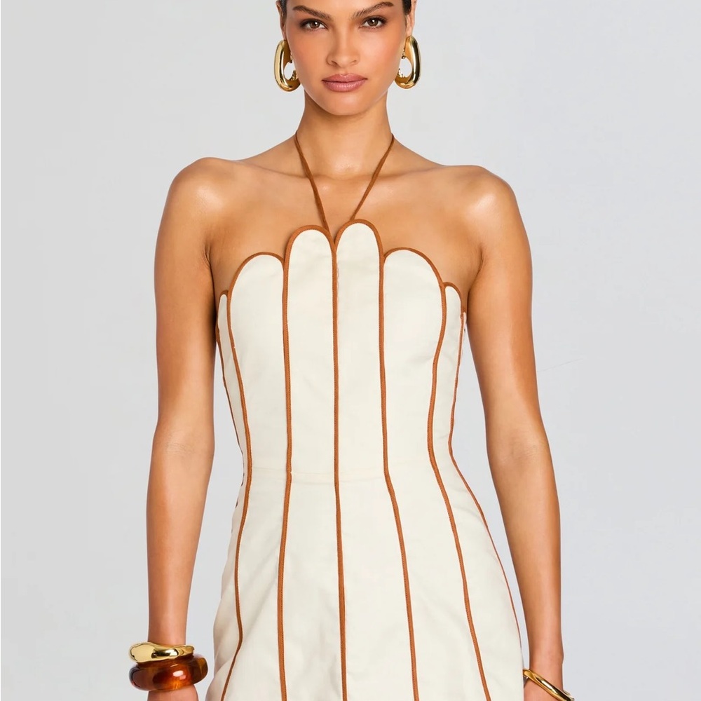 Retrofete Cream and Brown Mini Dress